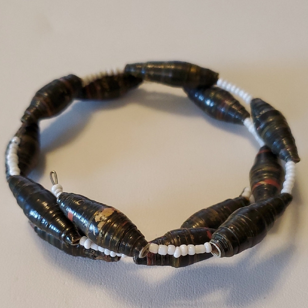 Vintage Rolled Paper Bead Bracelet